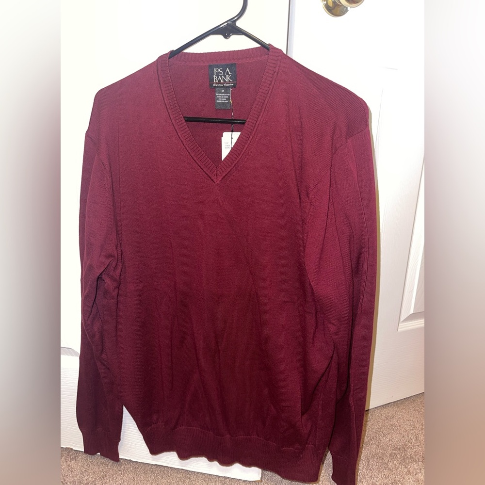 Jos. A. Bank Men's Deep Red V-Neck Sweater